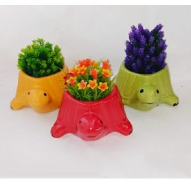 Set Of Colorful Turtle Ceramic Pots